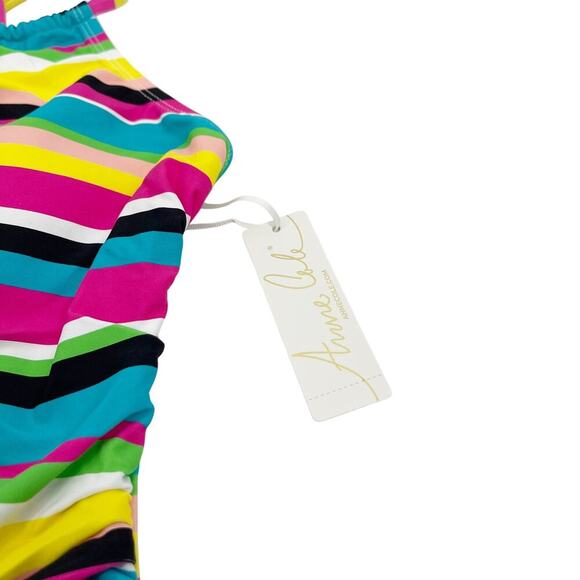 Anne Cole Center Tab High Neck Tankini Swim Top Size Small Striped NEW - Picture 4 of 6